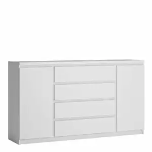 Image of Fribo 2 Door Wide Sideboard with 4 Drawers, white
