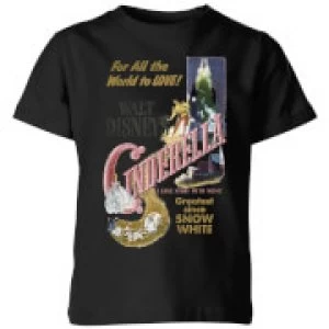 Image of Disney Princess Cinderella Retro Poster Kids T-Shirt - Black - 3-4 Years