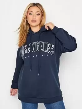 Image of Yours Logo Hoody Sweatshirt Dress - Blue Size 18, Women