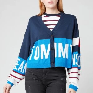 Image of Tommy Jeans Womens TJW Branded Cardigan - Gulf Coast Blue/Multi - M