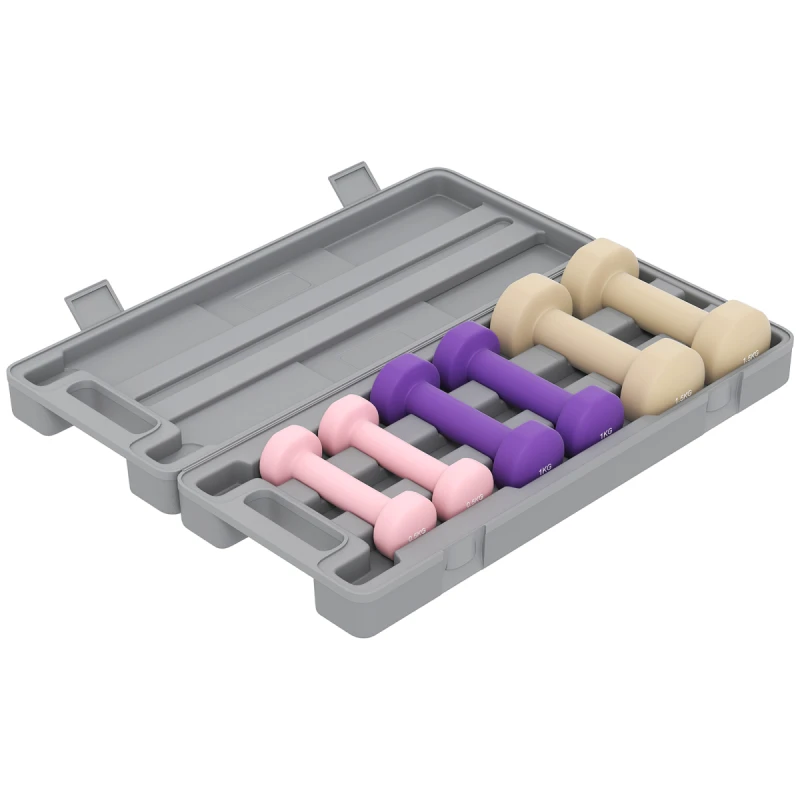 Image of HOMCOM HOMCOM 6kg Dumbbell Set, Weights Fitness Dumbbells, Pink, Purple, Brown Multi One Size Unisex 5063603051454