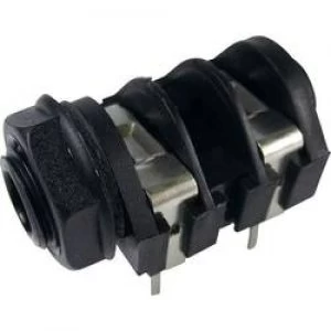 Image of 6.35mm audio jack Socket horizontal mount Number of pins 2 Mono Black Cliff CL1174A