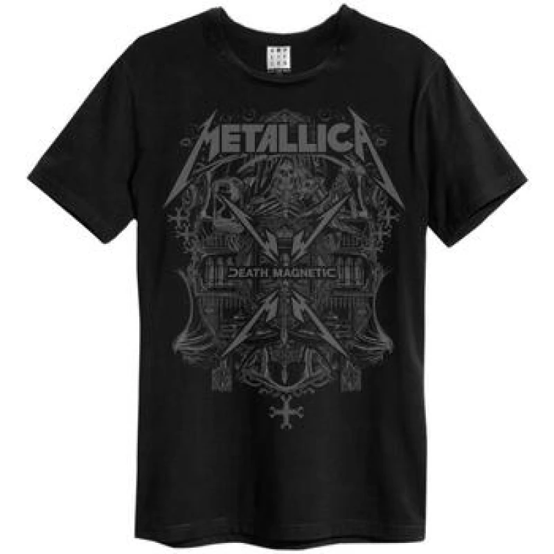 Image of Amplified Amplified Men Death Magnetic Metallica T-Shirt in Charcoal Size: Small Charcoal S Male 5063107998552