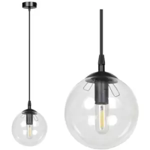 Image of Emibig Cosmo Black Globe Pendant Ceiling Light with Clear Glass Shades, 1x E14