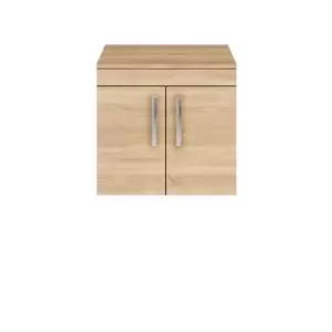 Image of Nuie Athena 600 Wall Hung 2-door Vanity & Worktop - Natural Oak