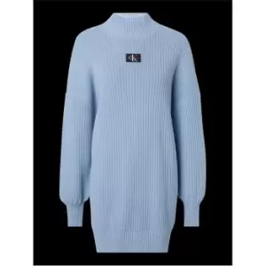 Image of Calvin Klein Jeans Badge Loose Sweater Dress - Blue