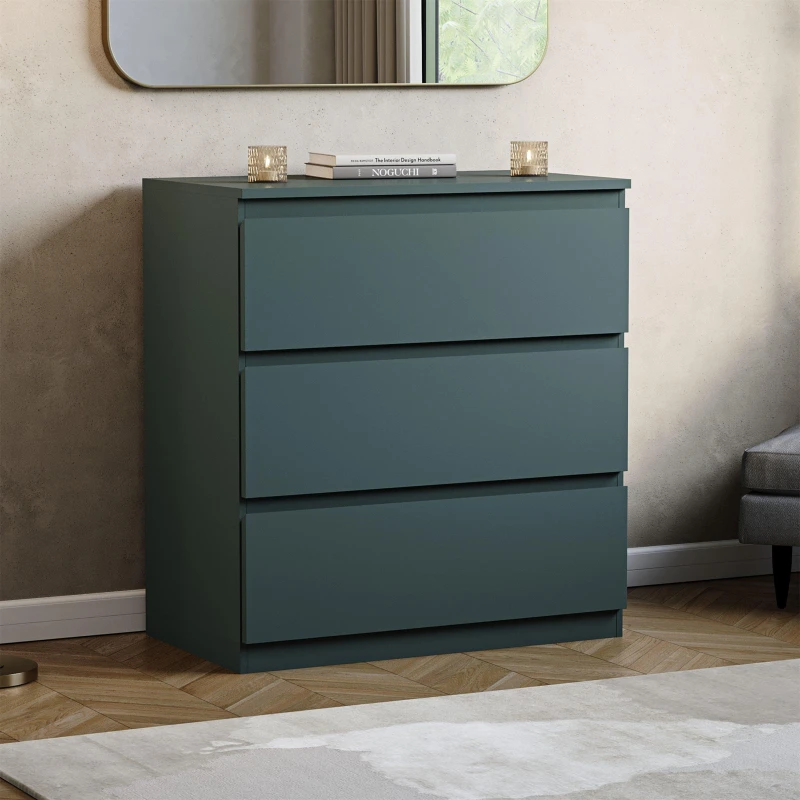 Image of Lassic Vida Designs Denver 3 Drawer Chest Jasper Green unisex 3 Drawer