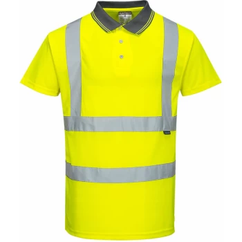 Image of Portwest S477 - Yellow Sz 3XL Hi-Vis Short Sleeve Polo Shirt Reflective