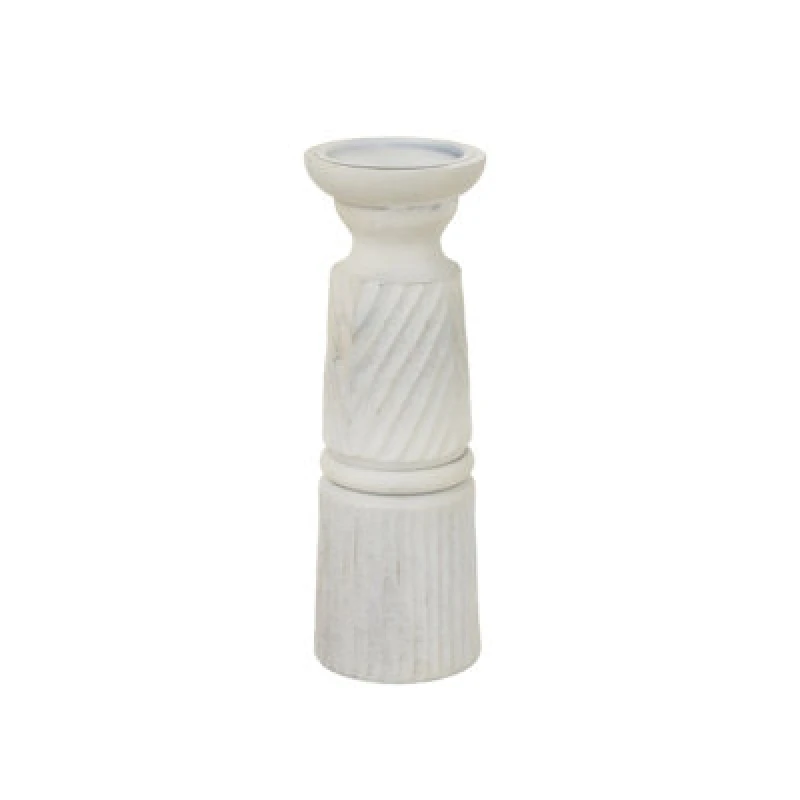 Image of Large White Carved Candle Holder