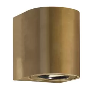 Image of Canto LED Dimmable Outdoor Up Down Wall Lamp Brass, IP44, 2700K