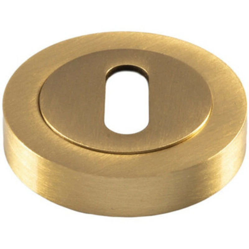 Image of Loops 50mm Lock Profile Round Escutcheon Concealed Fix Satin Brass Keyhole Cover Metallics unisex