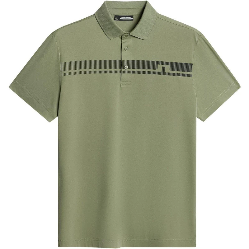 Image of J Lindeberg Golf Mens Short-Sleeve Performance Polo Shirt Oil Green male X Large