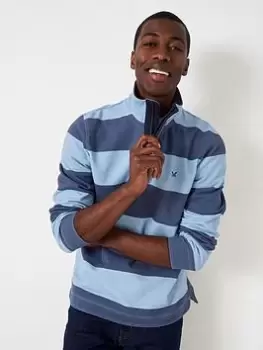 Image of Crew Clothing Padstow Pique Sweat Wide Stripe - Blue Size M, Men