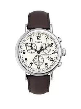 Image of Timex Standard Chronograph Leather Mens Watch, Brown, Men