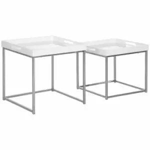 Image of HOMCOM Modern Square Nest Coffee Table Set Of 2 White