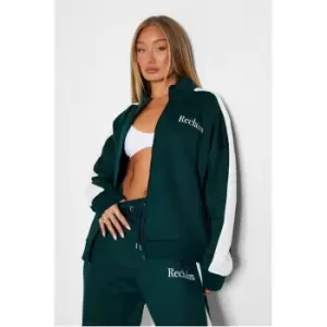 Image of I Saw It First Reclaim Sustainable Staples Zip Through Track Jacket - Green