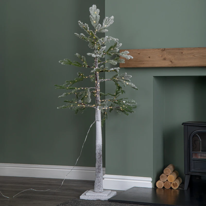 Image of 1.5m (5ft) Light up Snow Flocked Christmas Pine Tree with 240 Warm White LEDs