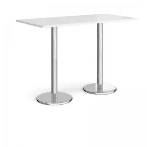 Image of Pisa rectangular poseur table with round chrome bases 1600mm x 800mm -