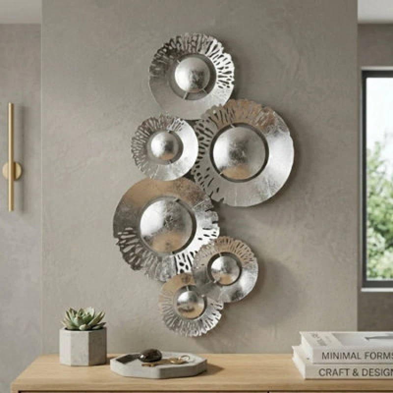 Image of Garden Greatness Relica Six Silver Circles Wall Art