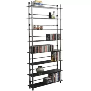 Image of Techstyle 8 Tier 344 DVD / Bluray / 520 Cd / Media Storage Shelves Black / Silver