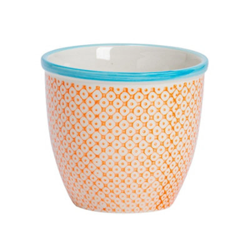 Image of Nicola Spring Hand-Printed Plant Pot - 14Cm - Orange