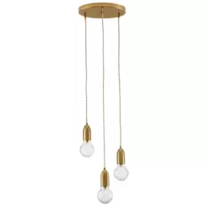 Image of Netlighting Merano Kitimat 3 Light Cluster Pendant Ceiling Light Brass Metal, Cl