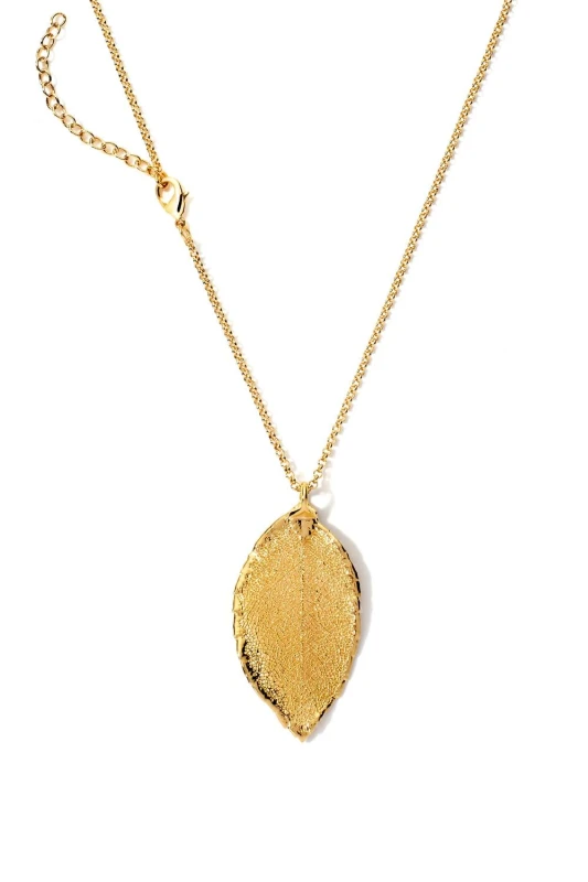 Image of The Fine Collective Womens 24k Gold Dipped Rose Leaf Pendant Necklace Size: 19" Gold Female 19"