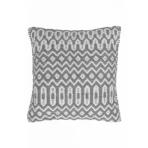 Image of Halsey Hand Made Geometric Flatweave Kitchen Garden Indoor Outdoor Grey Cushion 45 x 45cm (15''x15'') Pillow