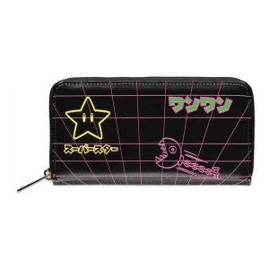 Image of Nintendo - Neon Retro Characters Outline Wallet Purse - Black