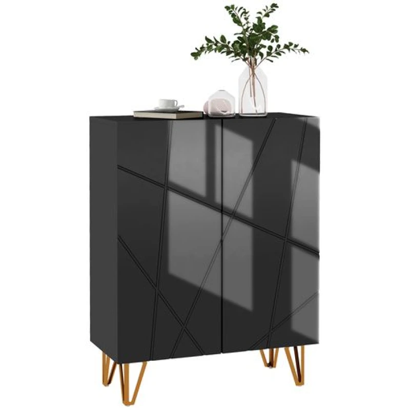 Image of HOMCOM Narrow Shoe Cabinet, Slim Shoe Storage Cabinet with Soft-Close Hinges and Adjustable Shelves for 15-20 Pairs of Shoes Black - Homcom 5056725534