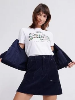 Image of Superdry Vintage Logo Gloss Floral T-Shirt - White, Size 6, Women