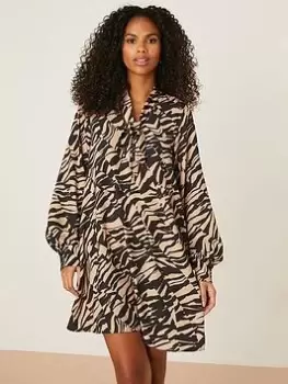 Image of Dorothy Perkins Tie Neck Shift Dress - Black, Size 10, Women