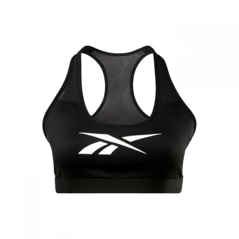Image of Reebok Lux Racer Medium-Impact Sports Bra (Plus Si - Black