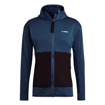 Image of adidas Terrex Tech Fleece Light Hooded Hiking Jacket Mens - Crew Navy / Black