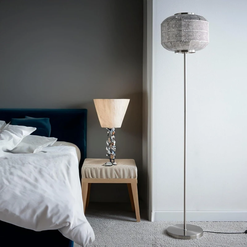 Image of Other Enva Geometric Pattern Moroccan Design Floor Lamp Satin Nickel unisex One Size