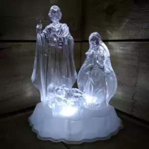 Image of Festive 23cm Battery Operated White LED Acrylic Christmas Nativity Scene