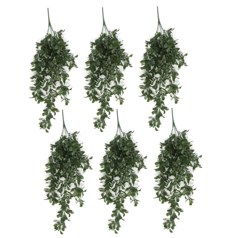 Image of N/A Pack of 6 x Hanging UV and Fire Resistant Artificial Peperomia Plant 68cm