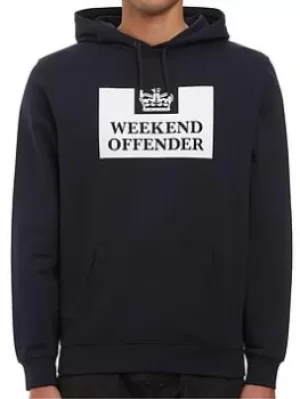 Image of Weekend Offender Printed Hoodie, Navy, Size L, Men