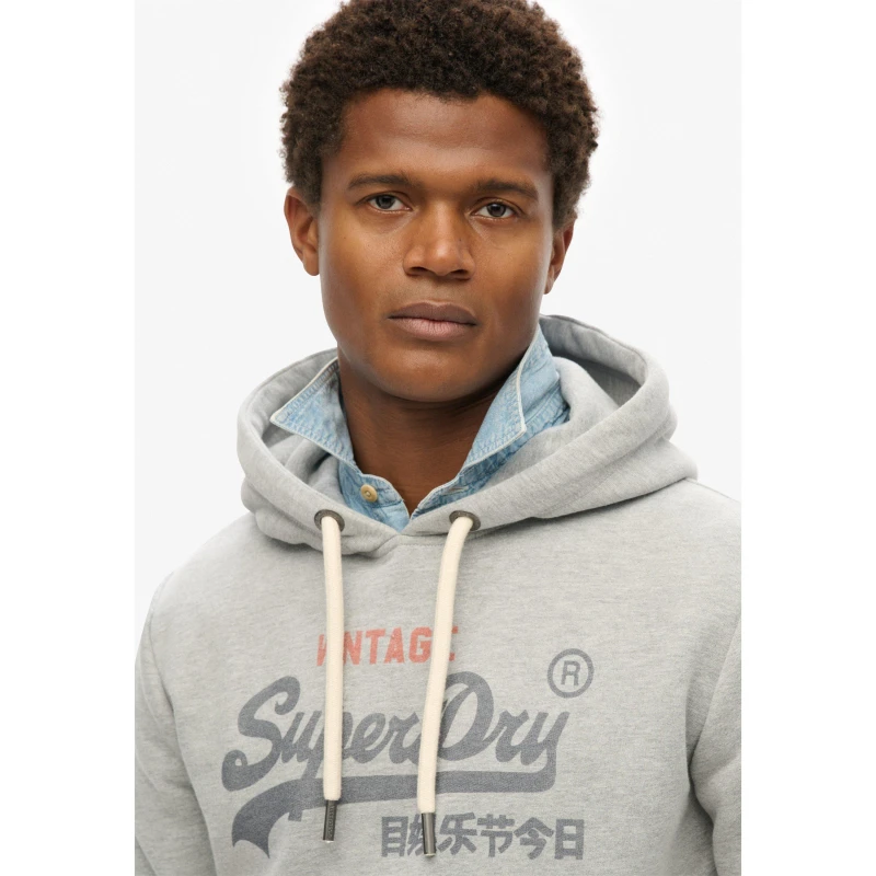 Image of Superdry Logo Heritage Hoodie College Grey male Large