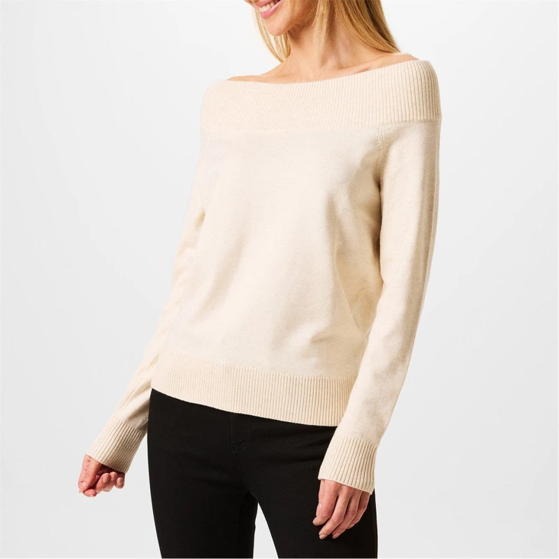 Image of Biba Biba Knitted Bardot Jumper - White White 10