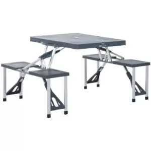 Image of Outsunny Folding Picnic Table and Chair Set Portable Camping Hiking Dining Furniture with Four Chairs, Aluminium Frame and Suitcase for BBQ Party