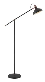 Image of Adjustable Floor Lamp, 1 x E27, Sand Black, Copper, White