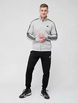 Image of adidas Sportswear Basic 3-Stripes French Terry Tracksuit, Medium Grey Heather, Size S, Men