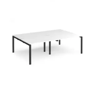 Image of Bench Desk 4 Person Rectangular Desks 2400mm White Tops With Black Frames 1600mm Depth Adapt