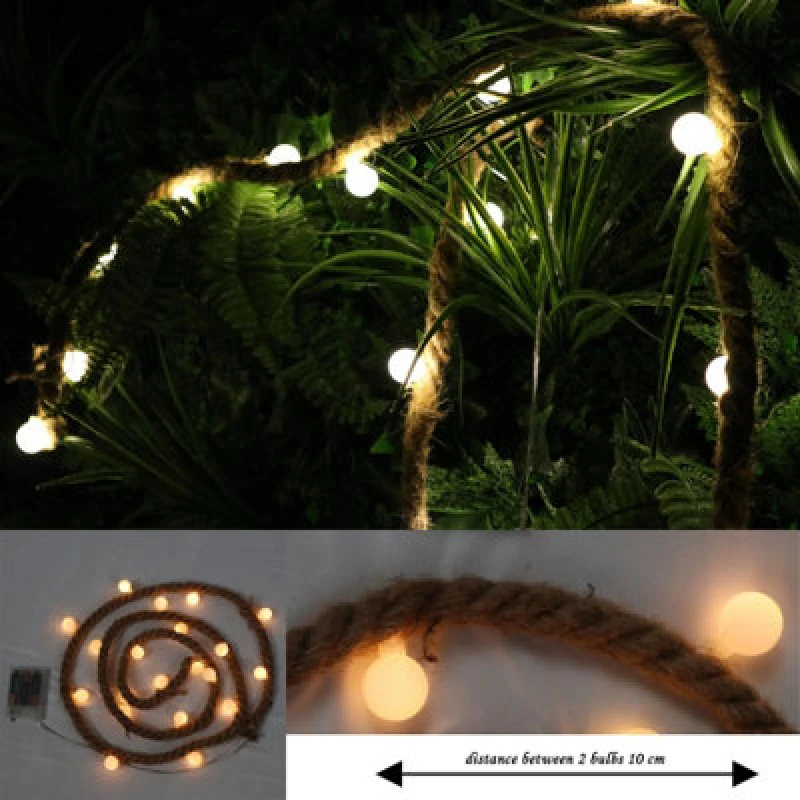 Image of Shatchi Christmas Hemp Rope Silhouette LED Bulb Lights Xmas Decoration Battery Operated Holiday Garden Home Wall Room Hanging Black