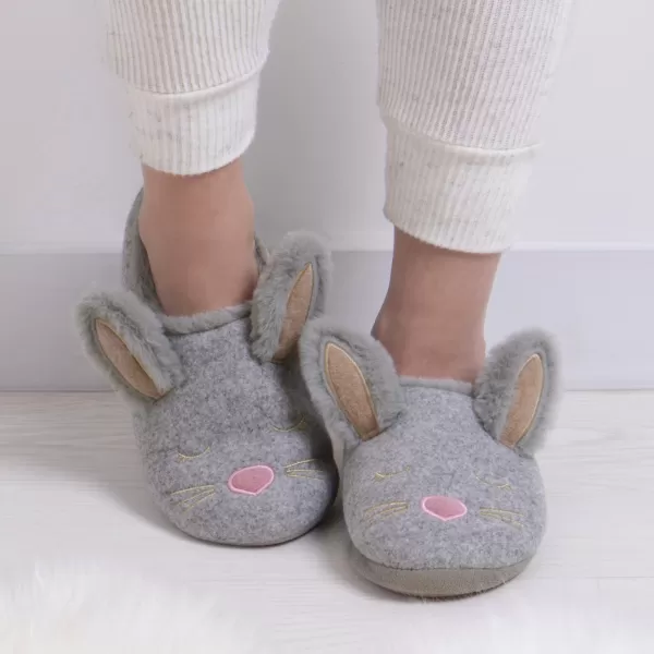 Image of totes Novelty Bunny Mule Slipper Grey