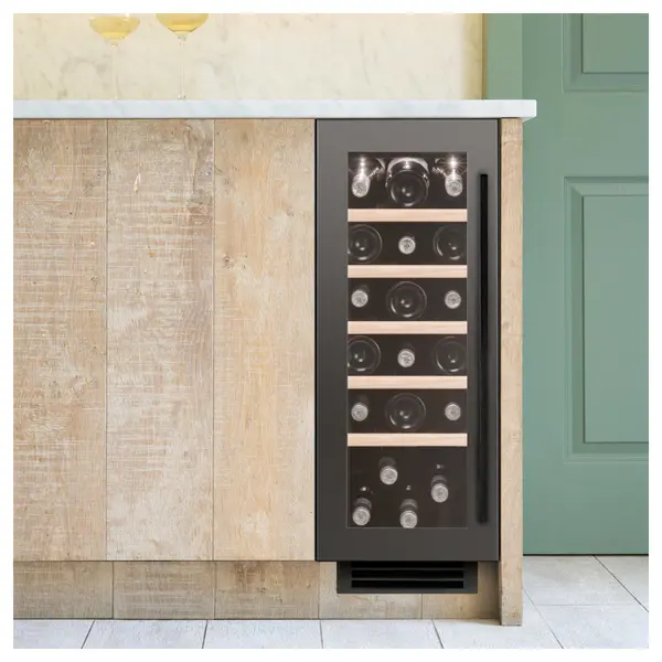 Image of Caple 19 Bottle Capacity Sense 30cm Single Zone Under Counter Wine Cabinet - Gunmetal Grey Door WI3125GM Grey