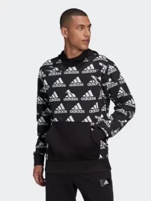 Image of adidas Essentials Brandlove French Terry Hoodie, Pink Size M Men