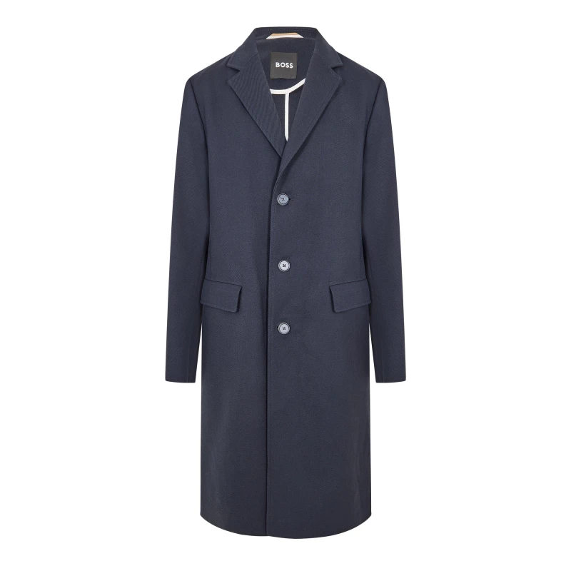 Image of Boss Mens C-Hyde-Flaps Overcoat Dark Blue male 42L (52L)