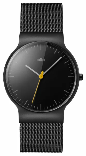 Image of Braun BN0211BKMHG Mens Black Mesh Strap Black Dial Watch
